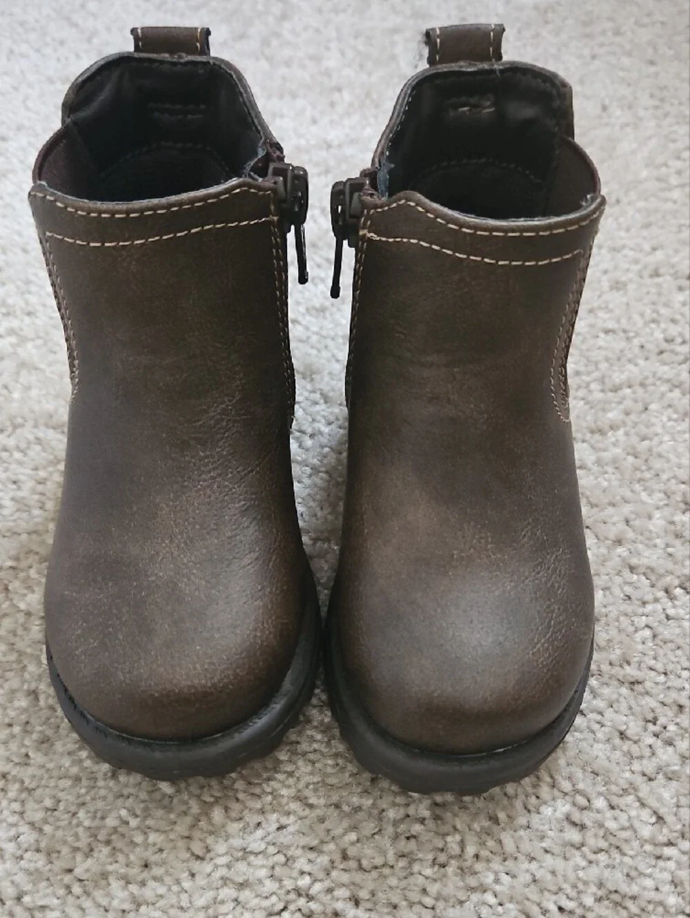 Place Kids Brown Chelsea Boots with Contrast Stitching
